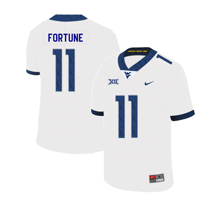 2019 Men #11 Nicktroy Fortune West Virginia Mountaineers College Football Jerseys Sale-White